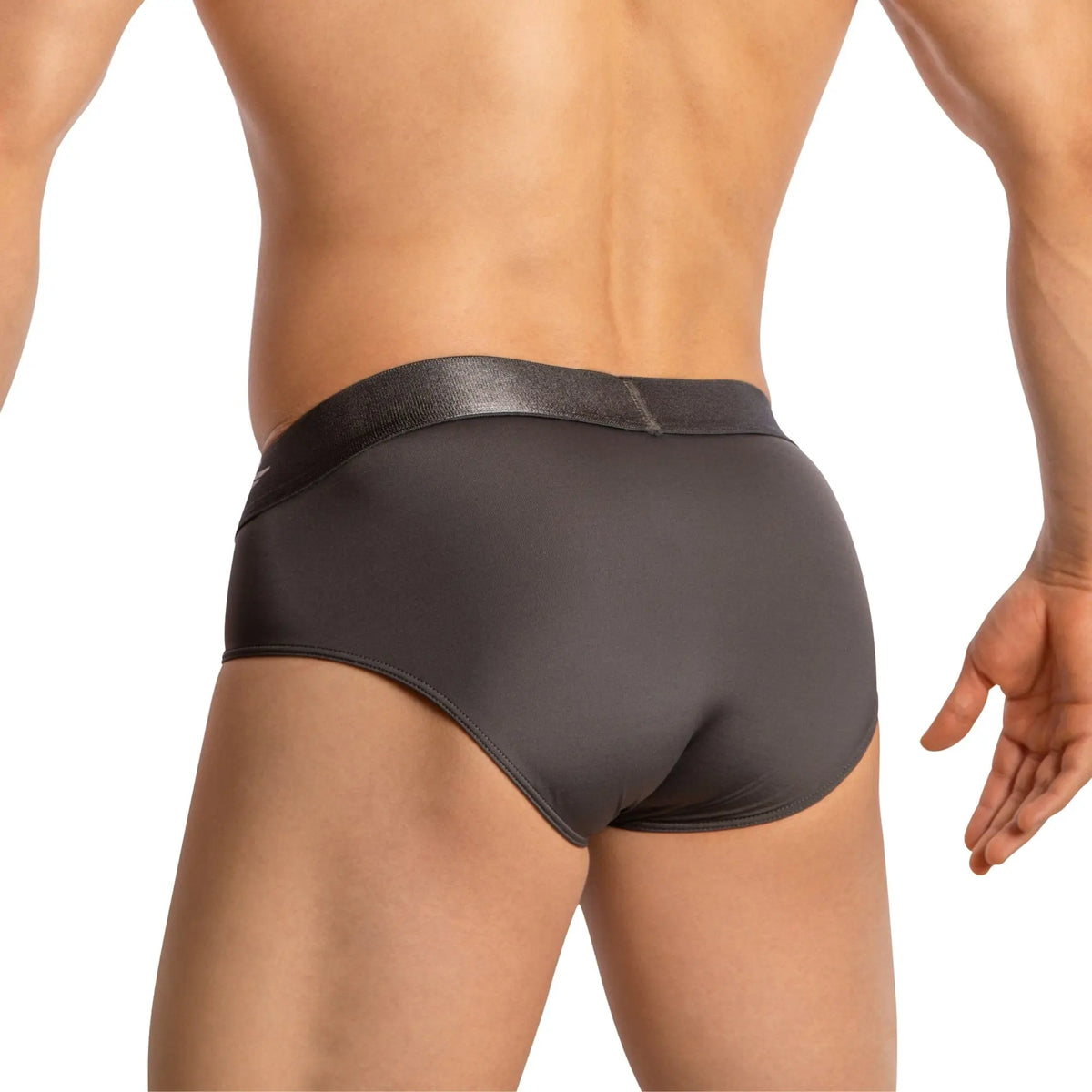 Black agacio agj041 briefs with shiny textured waistband made from comfortable fabric for everyday wear