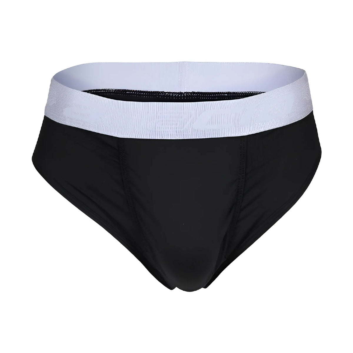 Black briefs with a white elastic waistband from Agacio AGJ043 offering comfortable daily wear