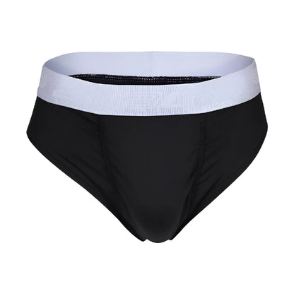 Black briefs with a white elastic waistband from Agacio AGJ043 offering comfortable daily wear