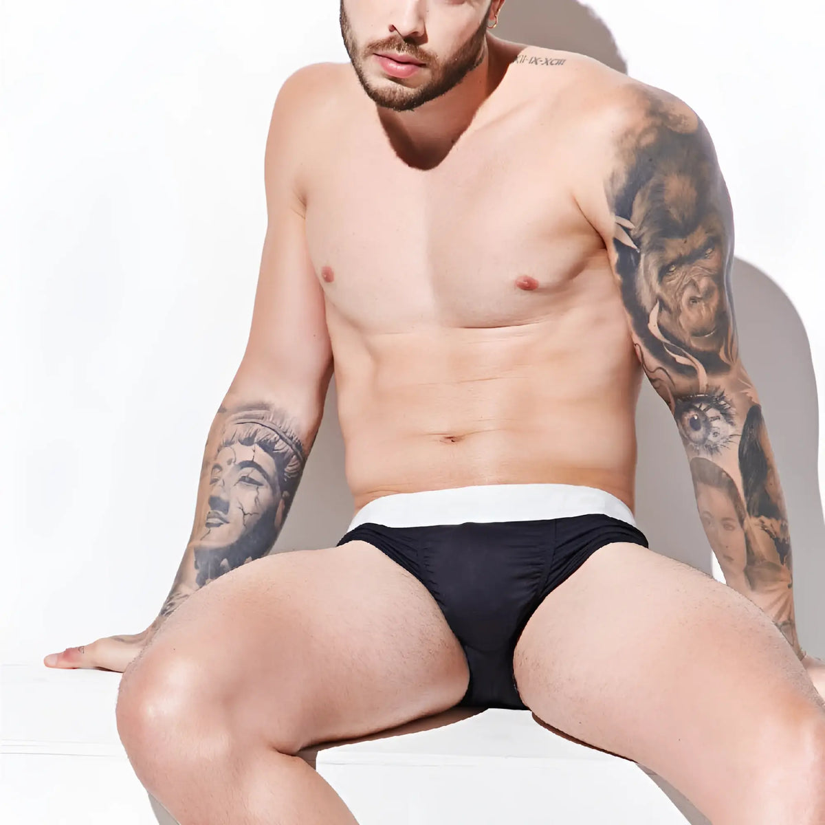 Black briefs with white waistband agacio agj043 brief in soft breathable fabric for everyday comfort