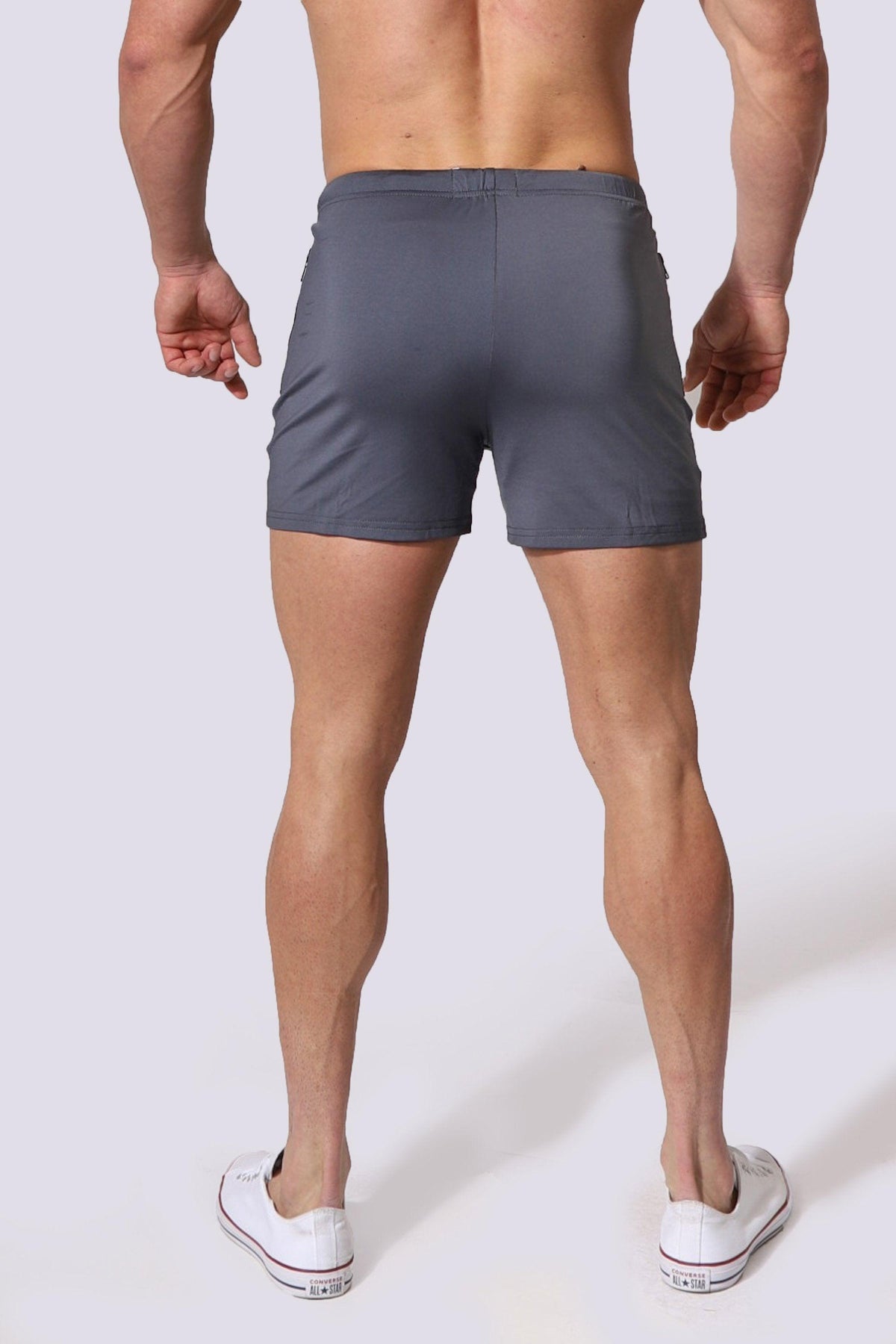 Jed North Men's Agile Bodybuilding 4'' Shorts w Zipper Pockets - Gray