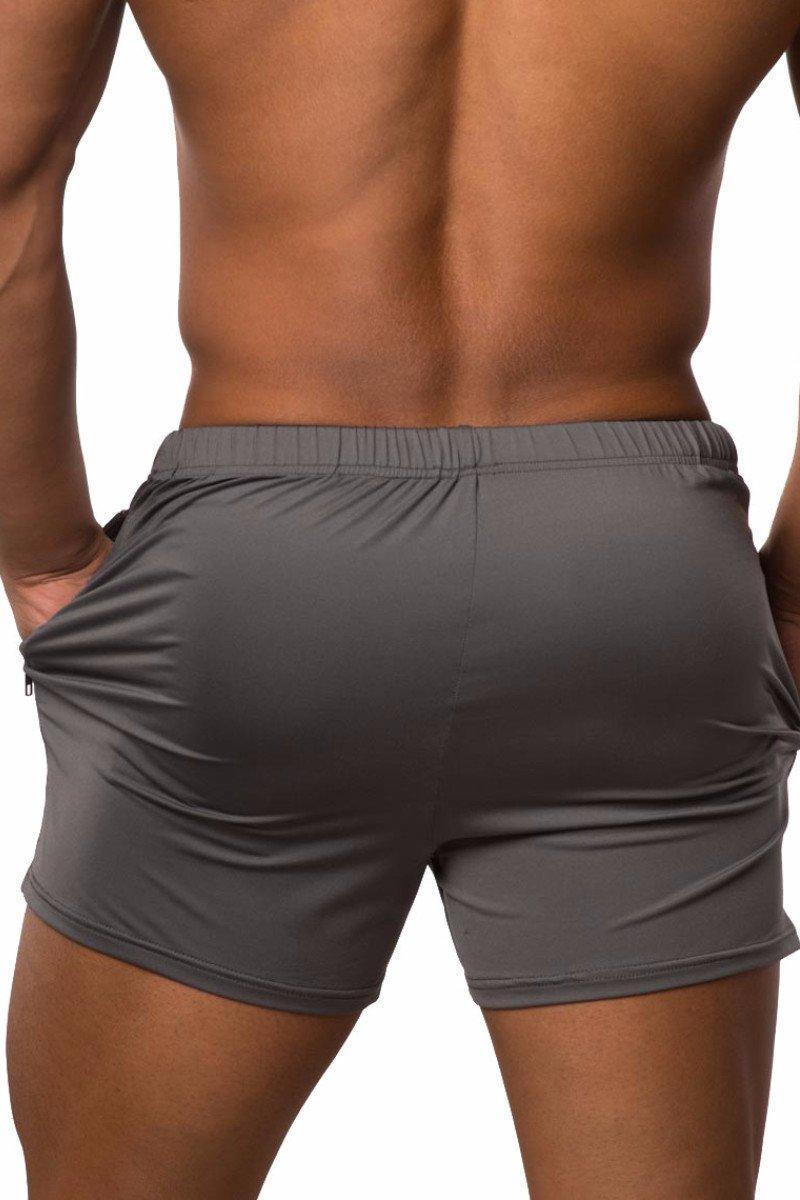 Jed North Men's Agile Bodybuilding 4'' Shorts w Zipper Pockets - Gray