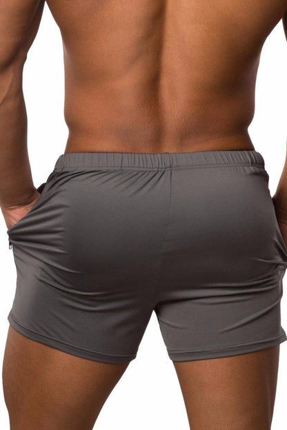 Jed North Men's Agile Bodybuilding 4'' Shorts w Zipper Pockets - Gray