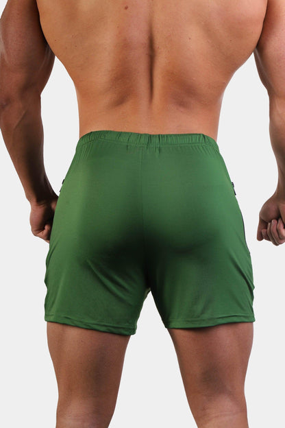 Jed North Men's Agile Bodybuilding 4'' Shorts w Zipper Pockets - Green