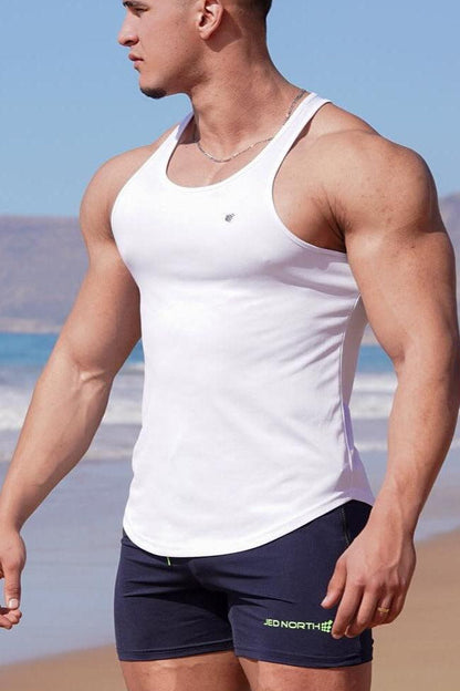 Jed North Men's Fast-Dry Bodybuilding Workout Stringer - White