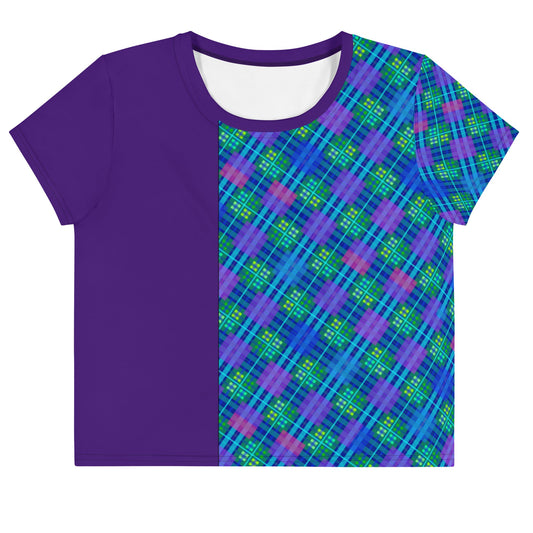 Maris Equi Men's Blue Tartan Crop Tee Shirt