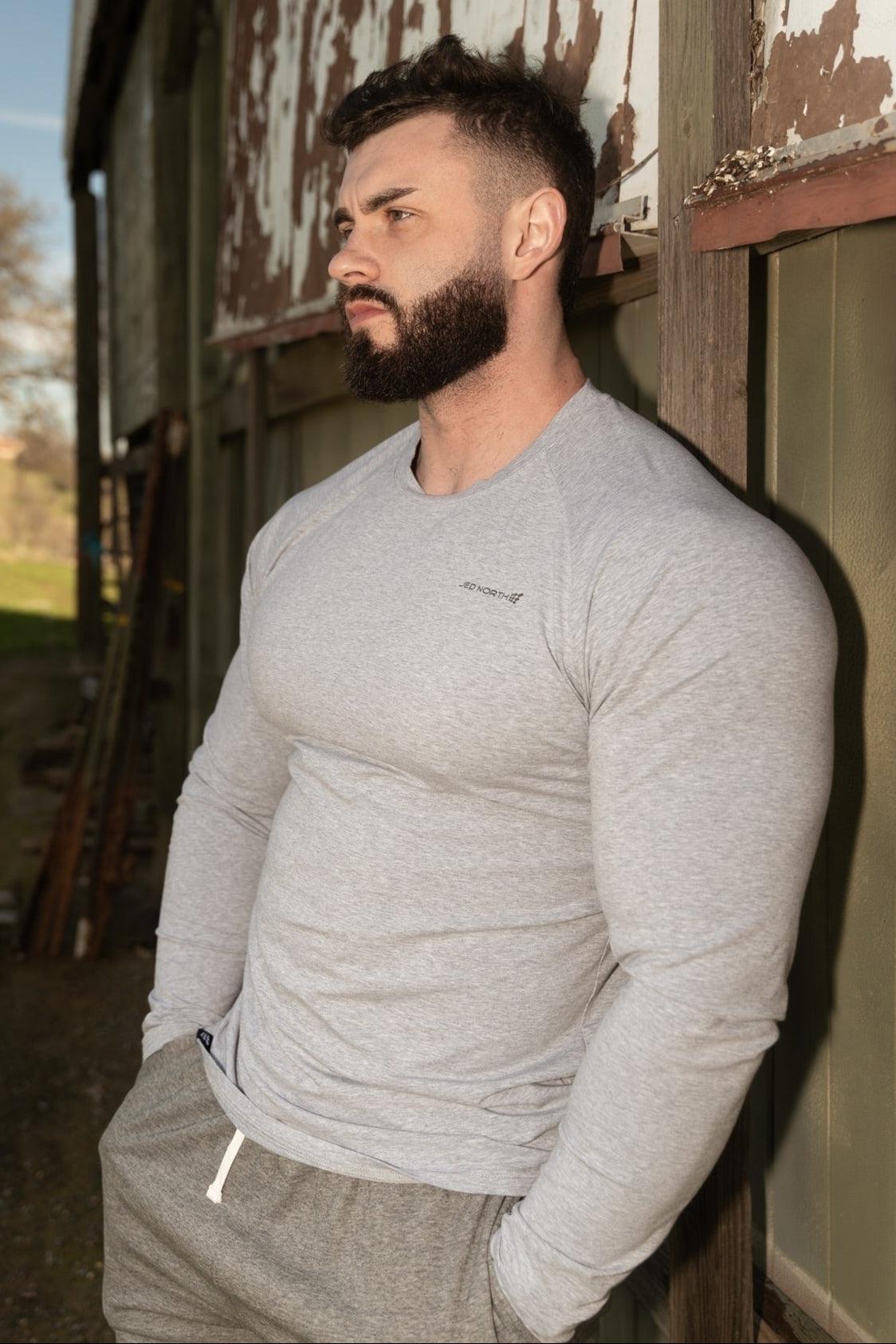 Jed North Men's Titan Muscle-Fit Long Sleeve T-Shirt - Platinum
