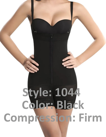 Ann Chery 1044 powernet titi black firm compression body shaper with thin straps and a front zipper