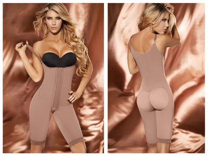 Ann chery 5147 powernet isabella brown shapewear bodysuit with beige body shaping and black underbust cups and straps