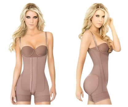 Ann chery 5166 powernet Melissa shapewear in brown taupe with lace trim and adjustable straps for body shaping