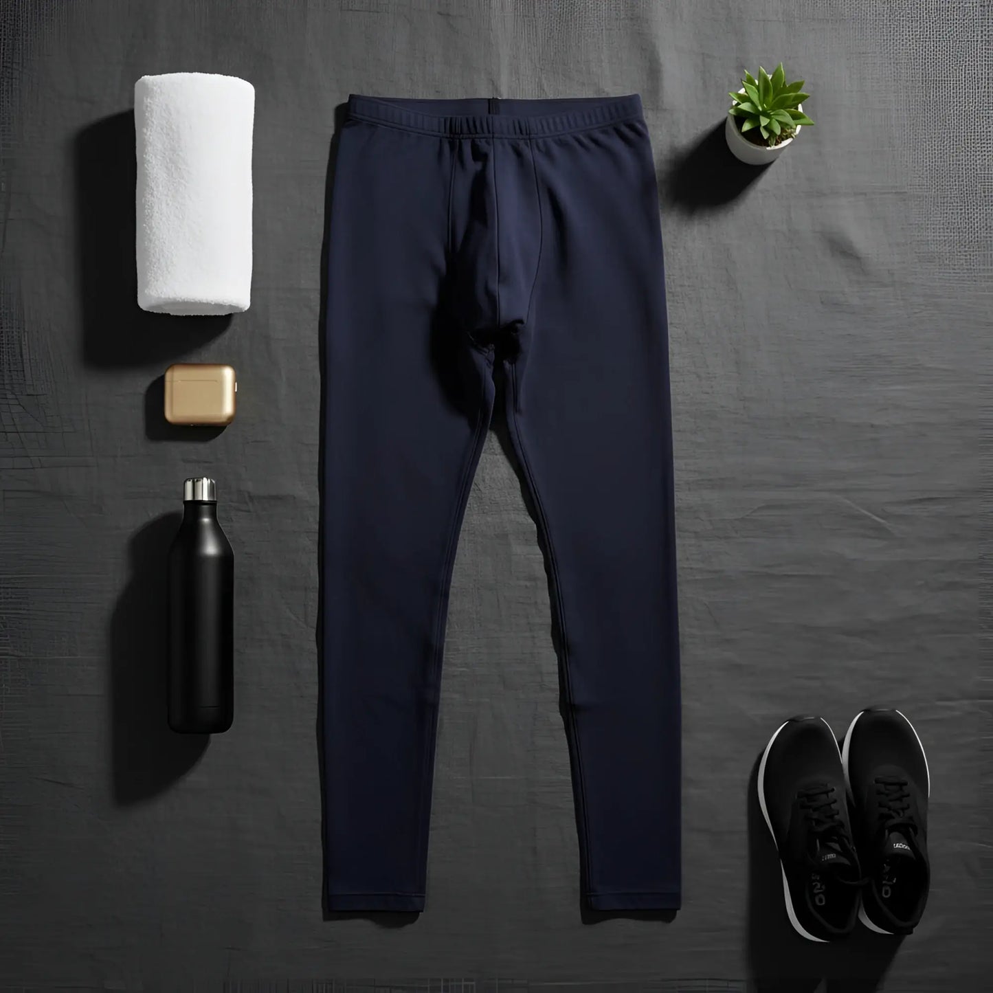 Navy blue stretchy arroyman bulge runner tights rnr006s with elastic waistband for men’s performance running