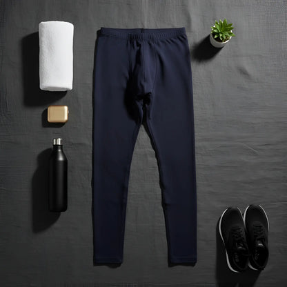 Navy blue stretchy arroyman bulge runner tights rnr006s with elastic waistband for men’s performance running