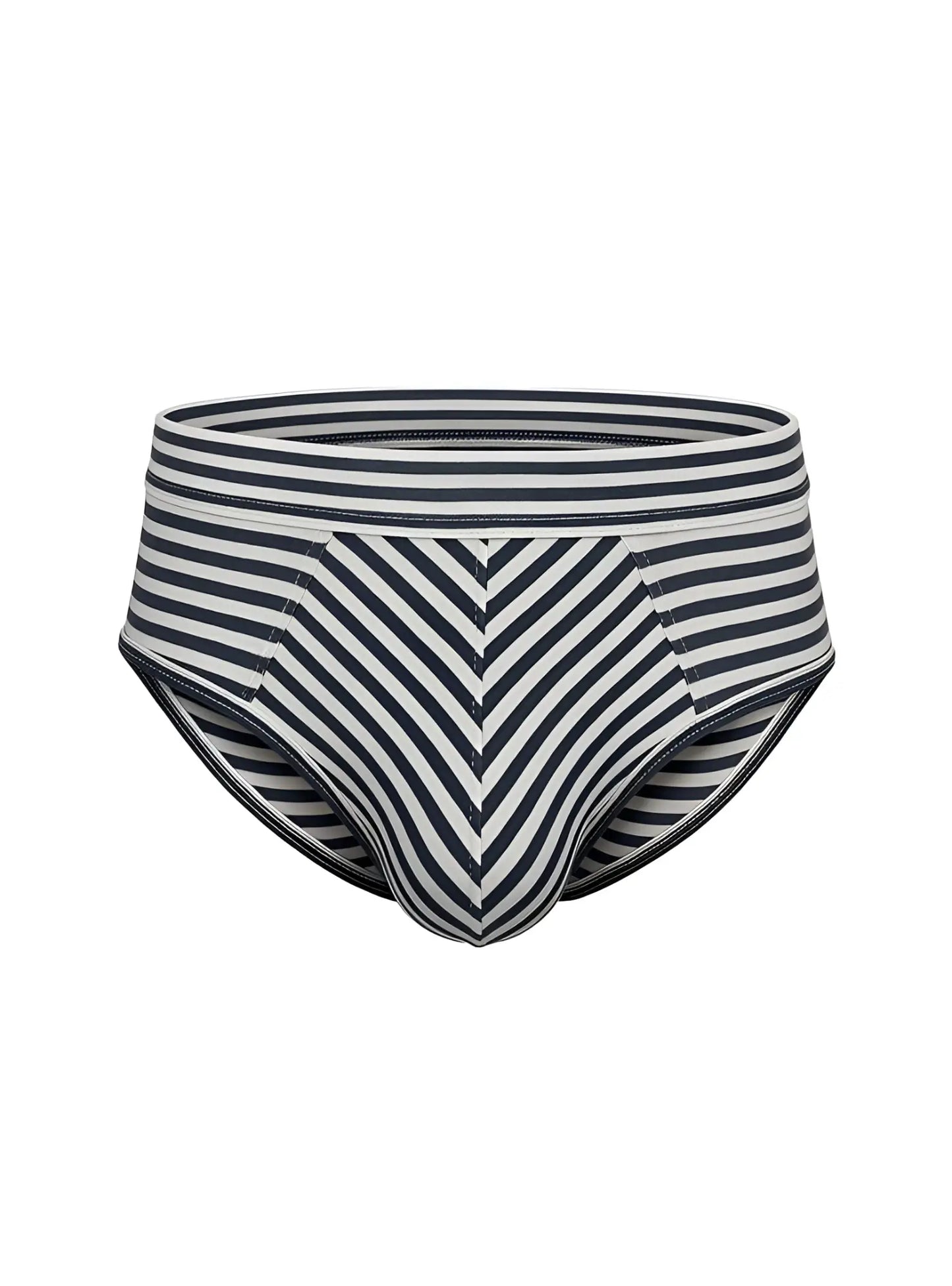 Black and white striped men’s cotton briefs with a chevron pattern in assorted 4 pieces pack