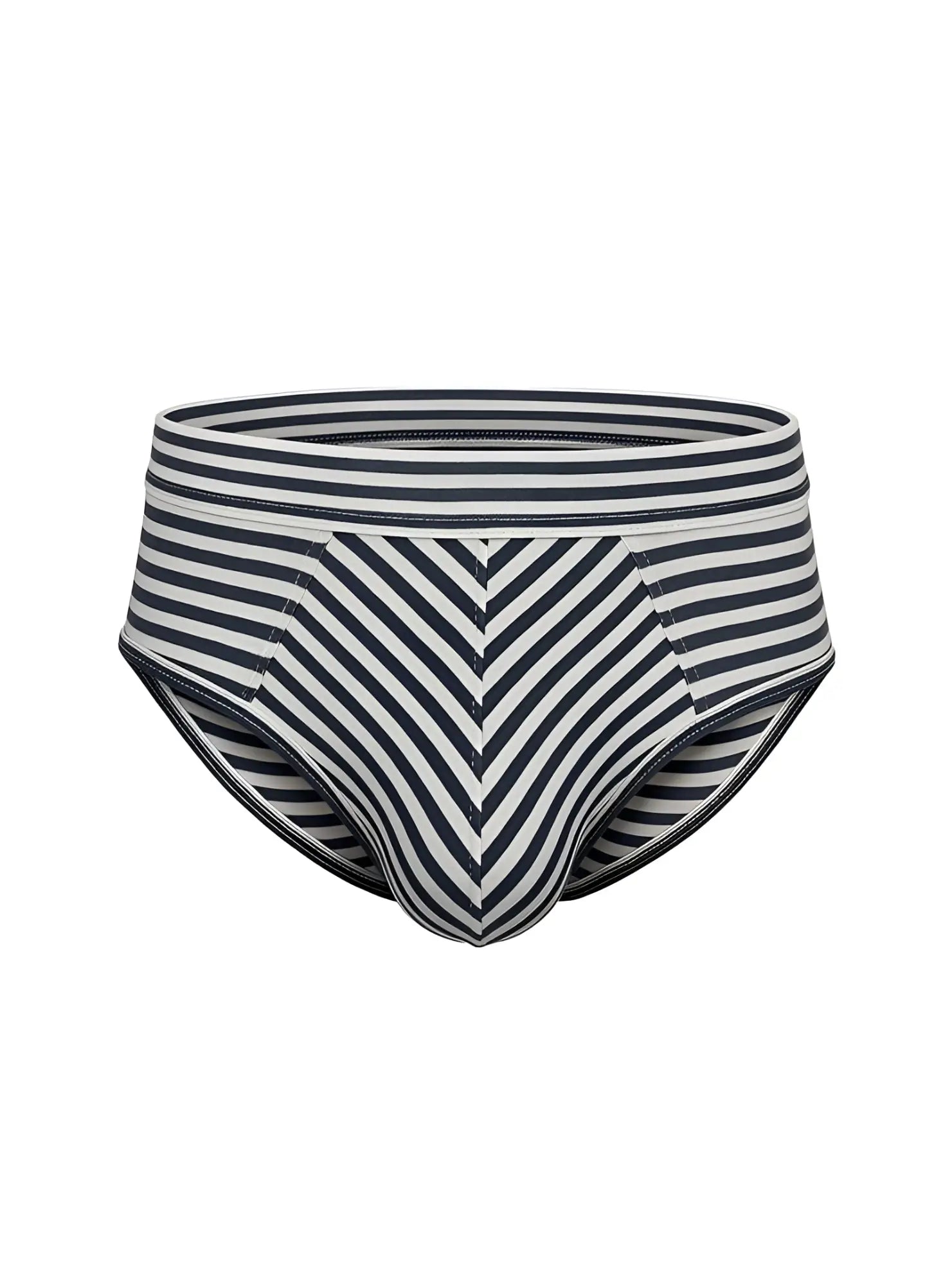 Black and white striped men’s cotton briefs with a chevron pattern in assorted 4 pieces pack