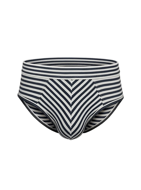 Black and white striped men’s cotton briefs with a chevron pattern in assorted 4 pieces pack