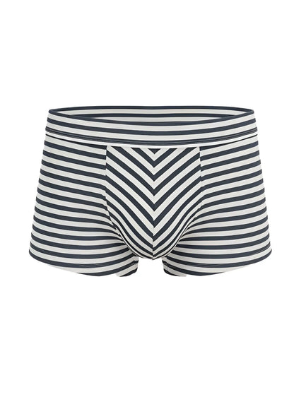 Black and white striped men’s cotton briefs with chevron pattern front in assorted cotton trunk 4 pieces pack
