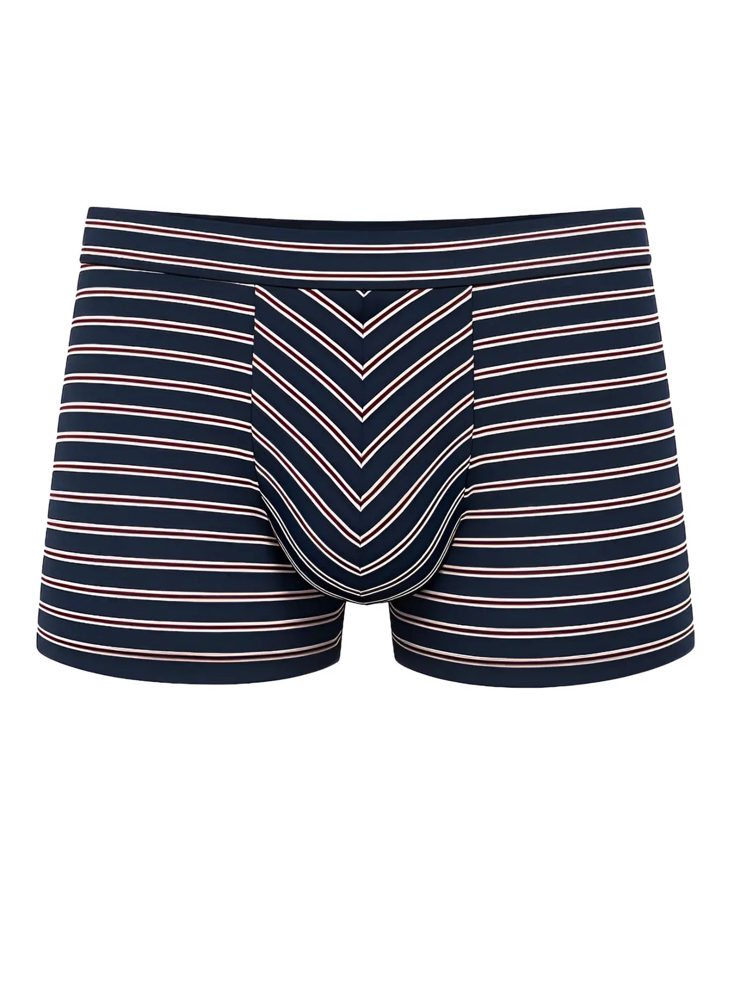 Assorted cotton trunk 4 pieces pack featuring navy blue and light pink striped men’s boxer briefs with chevron pattern