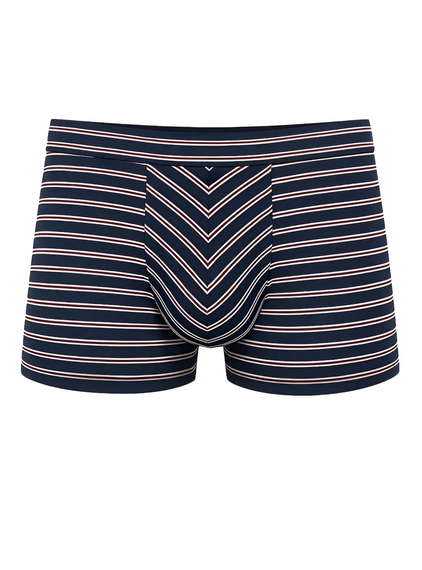 Assorted cotton trunk 4 pieces pack featuring navy blue and light pink striped men’s boxer briefs with chevron pattern