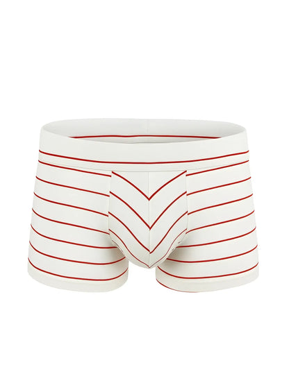 White cotton briefs with red horizontal stripes and a front chevron pattern from assorted cotton trunk 4 pieces pack