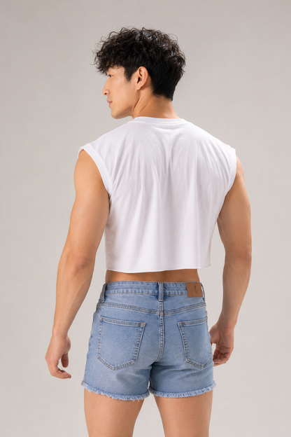JJ Malibu Men's Escapism Muscle-Fit Crop Tank - Beef