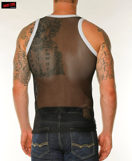 Go Softwear 4205 Herren-Tanktop aus Chain-Link-Netzstoff – Schwarz