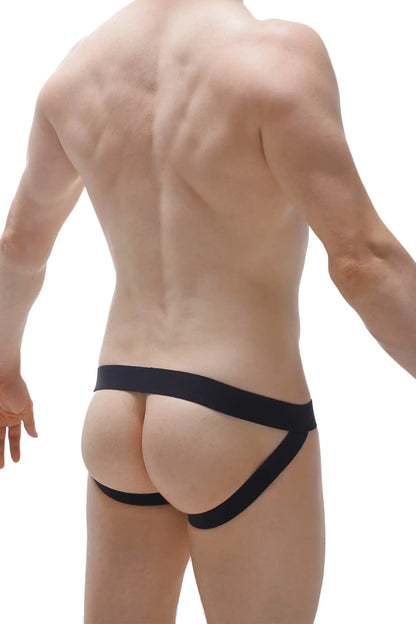 Ball-lifter jockstrap black sleek black form-fitting athletic briefs with minimalist design for support and comfort