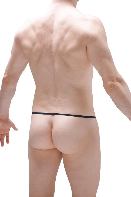 Black ball-lifter loincloth thong underwear with thin smooth elastic waistband designed for support and comfort