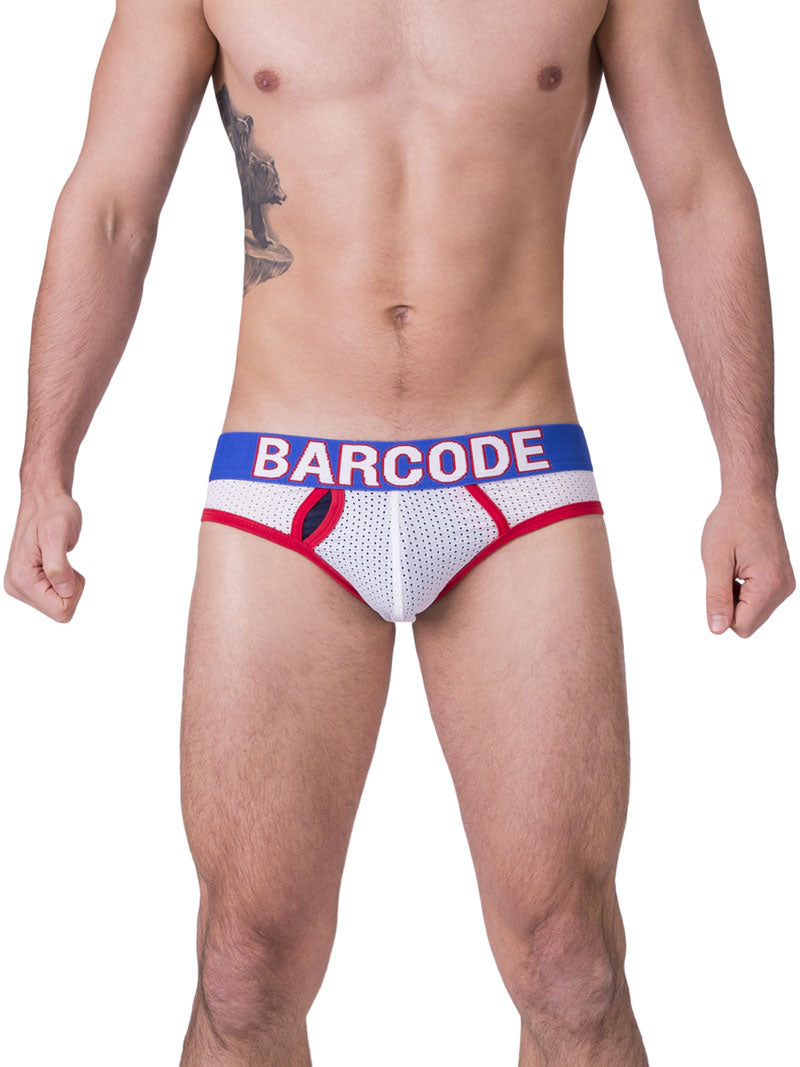 Barcode Berlin Twenty 9 Mesh Brief Unterhose weiß/blau/rot 91171-230 Größe M