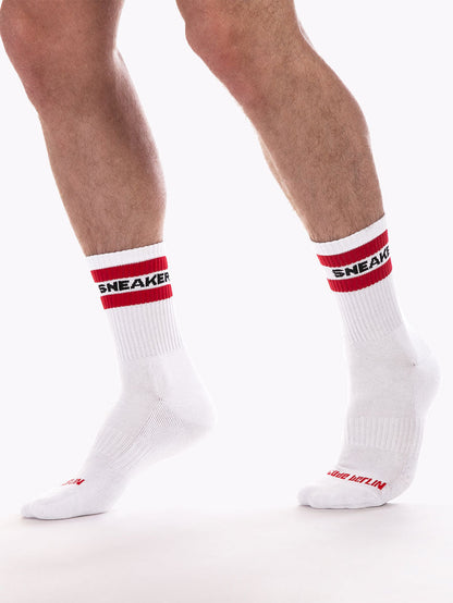 Chaussettes basses fétichistes Barcode Berlin blanches/rouges 91603-201 Taille S/M