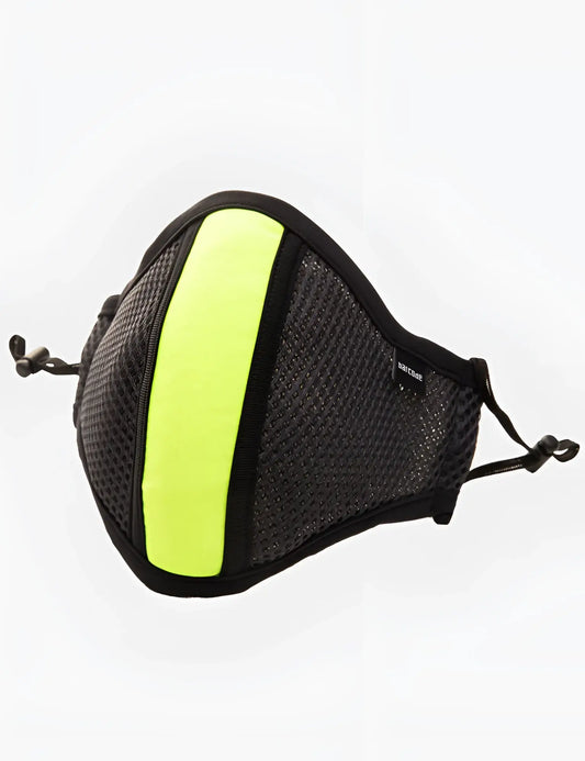 Black mesh barcode berlin lieutenant skyler unisex mask grey with neon yellow stripe and adjustable ear loops