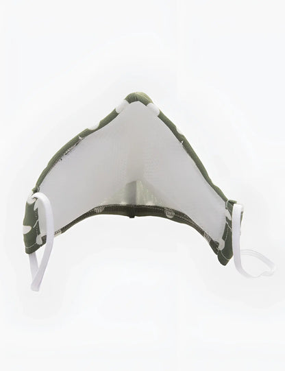 Barcode Berlin Major General Michelinho unisex olive green and white mesh face mask with adjustable elastic ear loops