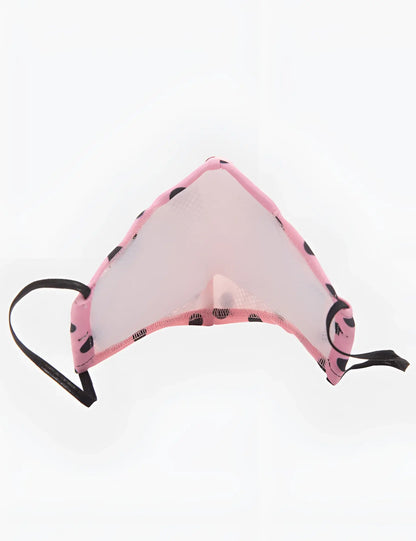 Pink mesh face mask with black polka dots and adjustable elastic ear loops from barcode berlin unisex major general michelinho