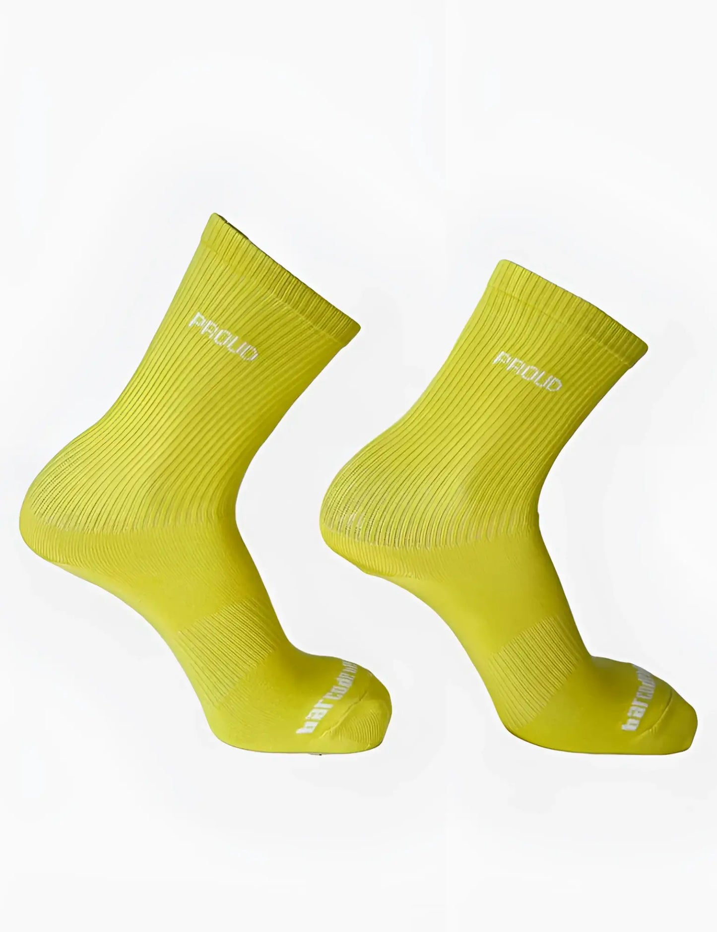 Bright yellow ribbed ankle socks by barcode berlin with proud embroidered in white on cuff and toe size l/xl