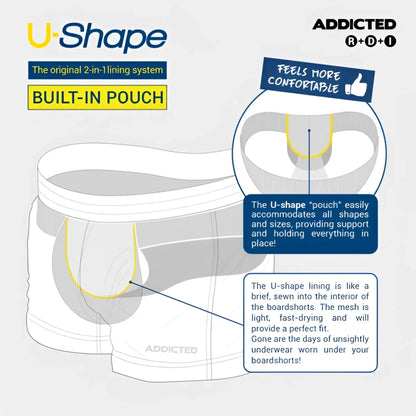 Basic mini short addicted u-shape brief in black with built-in mesh pouch for support and comfort