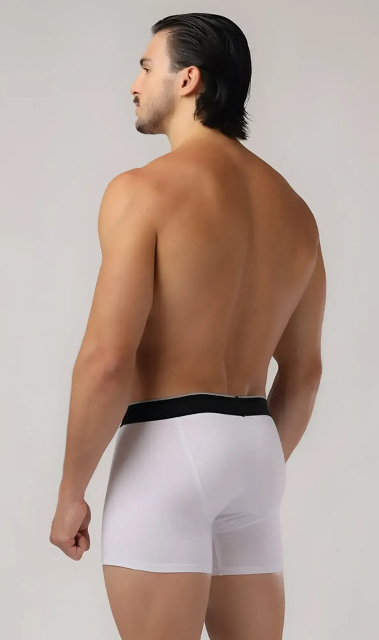 Basic trunks white boxer briefs with black elastic waistband offering comfortable daily wear