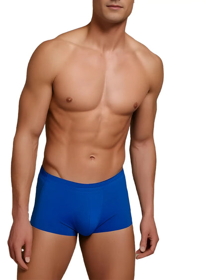 Blue men’s briefs from basics trunk 3-pack featuring soft cotton blend ideal for everyday comfort