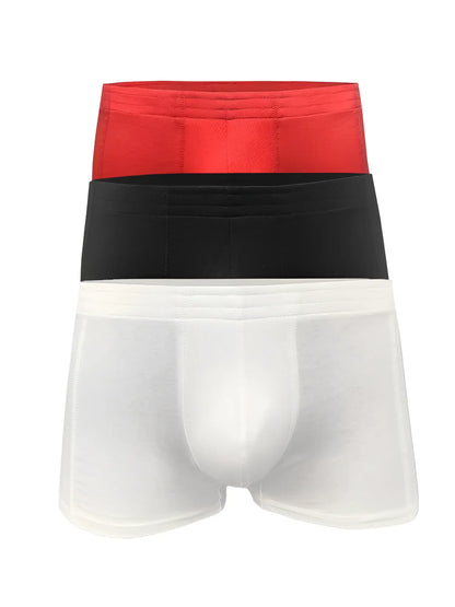 Basics trunk 3-pack men’s briefs in red black and white with smooth fabric finish for everyday comfort