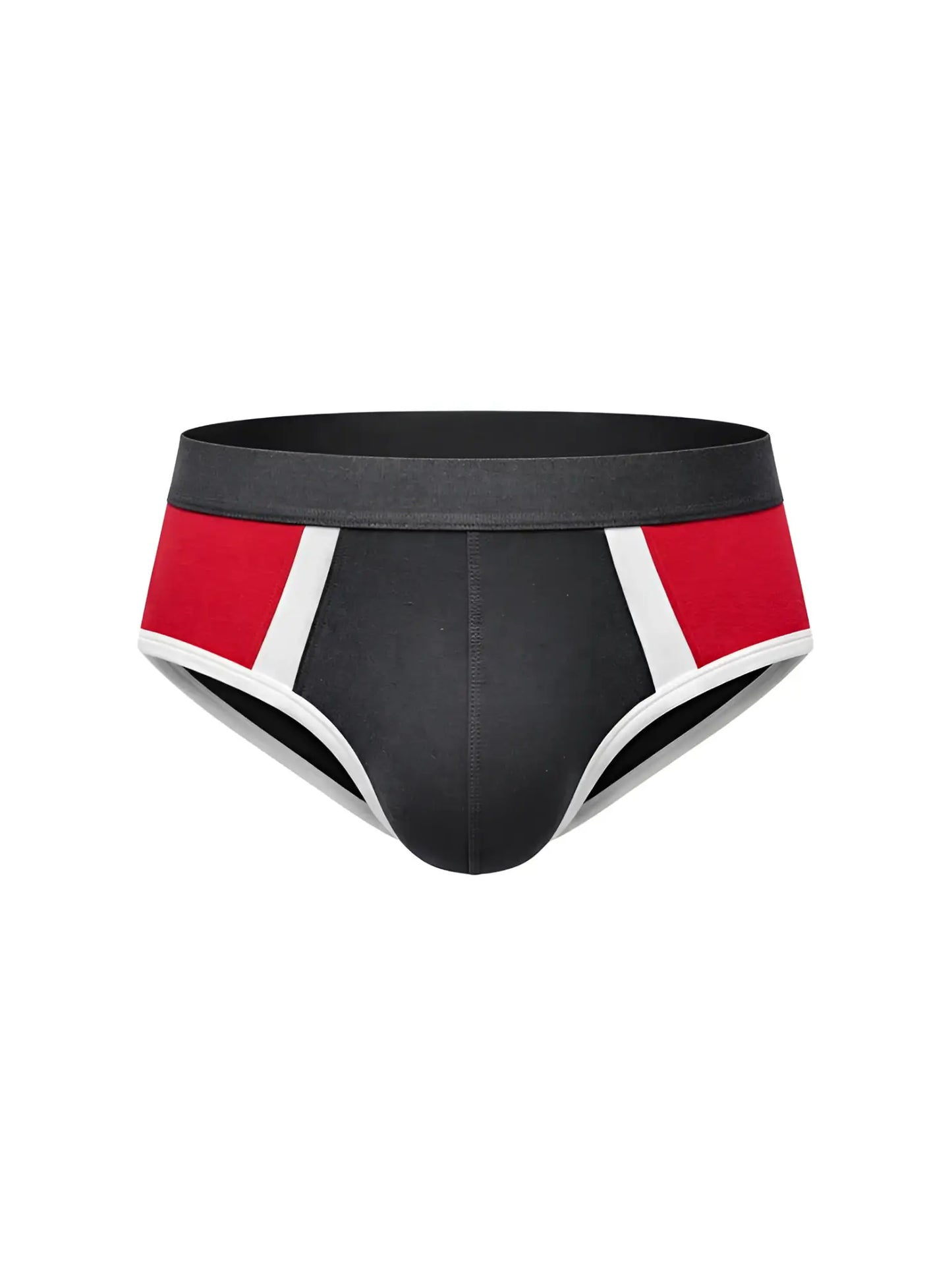 Basix comfort one brief black with bold red and white geometric side panels designed for everyday comfort