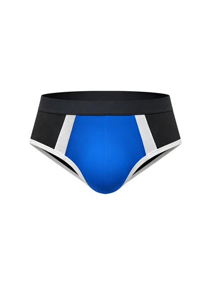 Blue and black basix comfort one brief athletic briefs with white trim for comfortable active wear