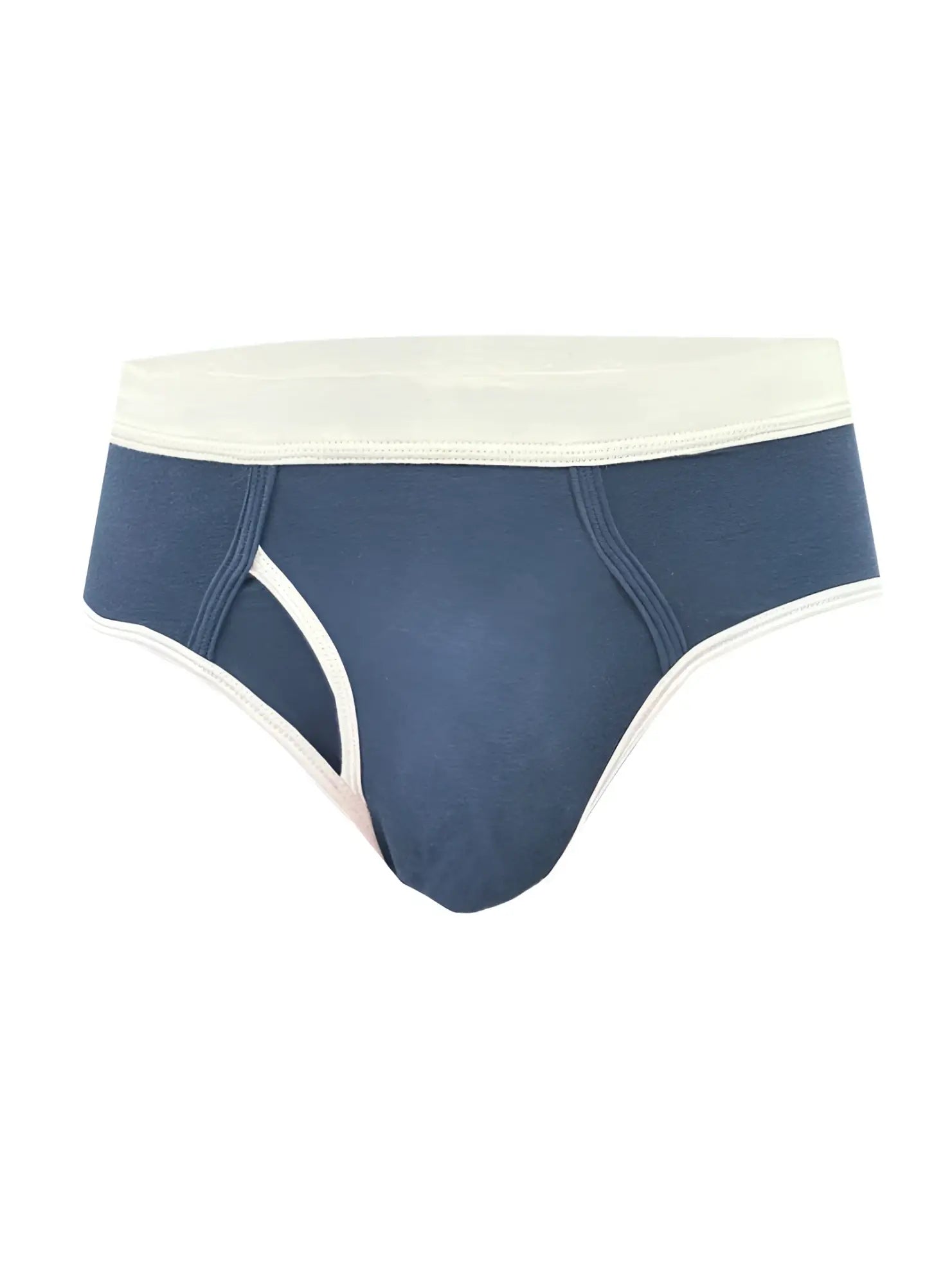 Basix comfort brief navy blue briefs with cream-colored waistband and trim for everyday comfort and support