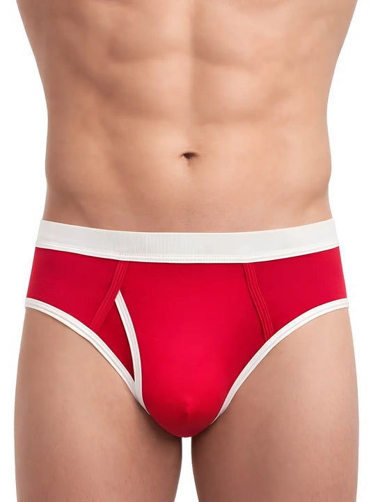 Basix comfort brief red briefs with white trim and a ribbed waistband for comfortable daily wear
