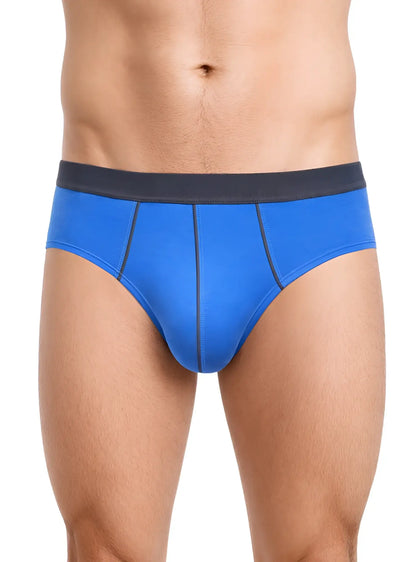 Basix comfort contrast brief bright blue briefs with a dark gray waistband for everyday comfort and support