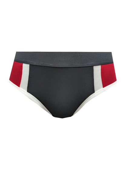 Basix comfort jock black red and white striped briefs with textured waistband for everyday support and comfort