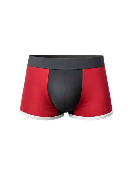 Basix comfort one trunk red and black boxer briefs with white trim for breathable all day comfort