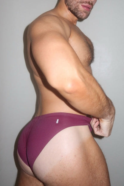 JJ Malibu Men's Shimmer Knit Seamless Briefs - Maroon