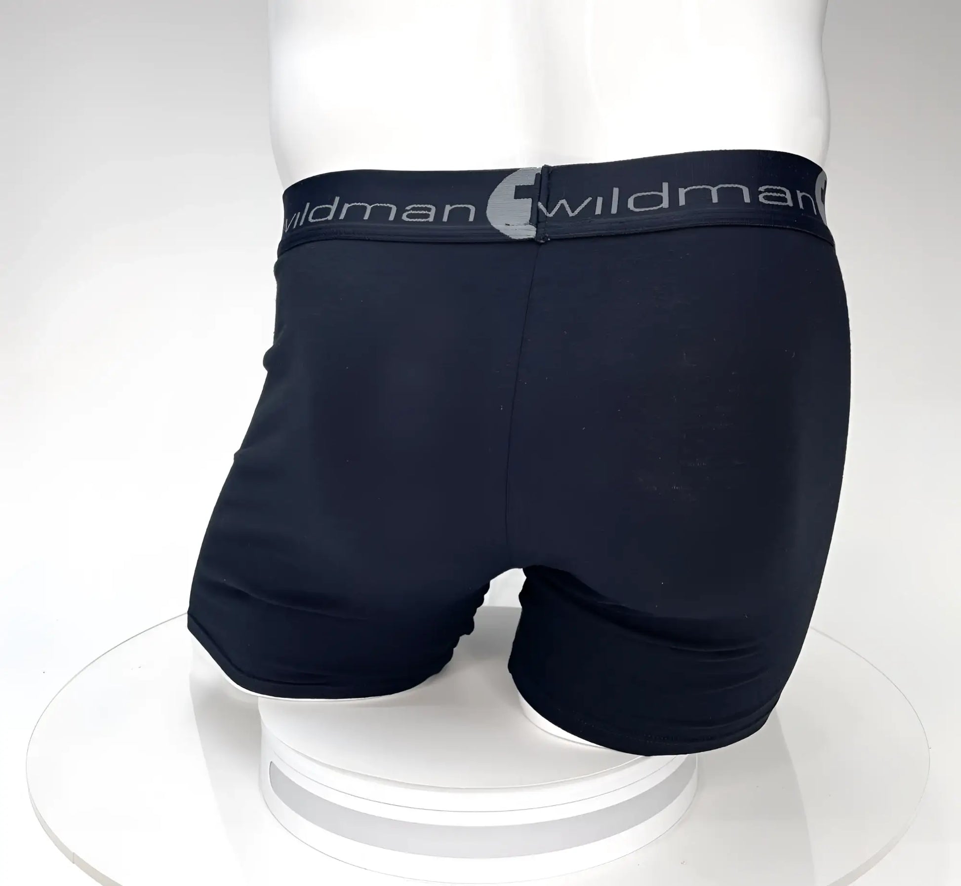 Black big boy pouch boxer briefs with 5 inch inseam and gray logo waistband for comfortable support