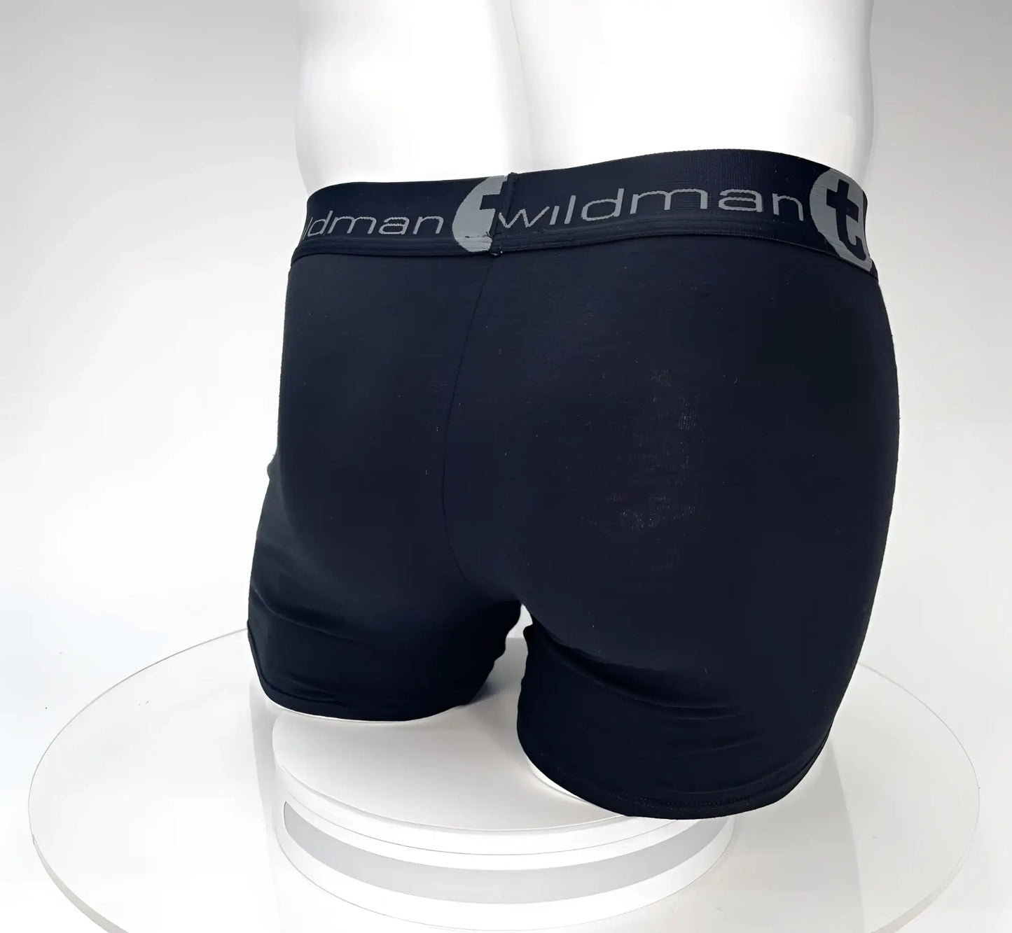 Black big boy pouch 5 inch inseam boxer brief with gray waistband and logo elastic for comfortable support