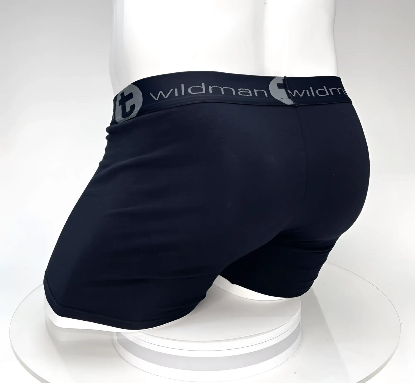 Big boy pouch 5 inch inseam boxer brief black in black with a gray logo band designed for comfort and support