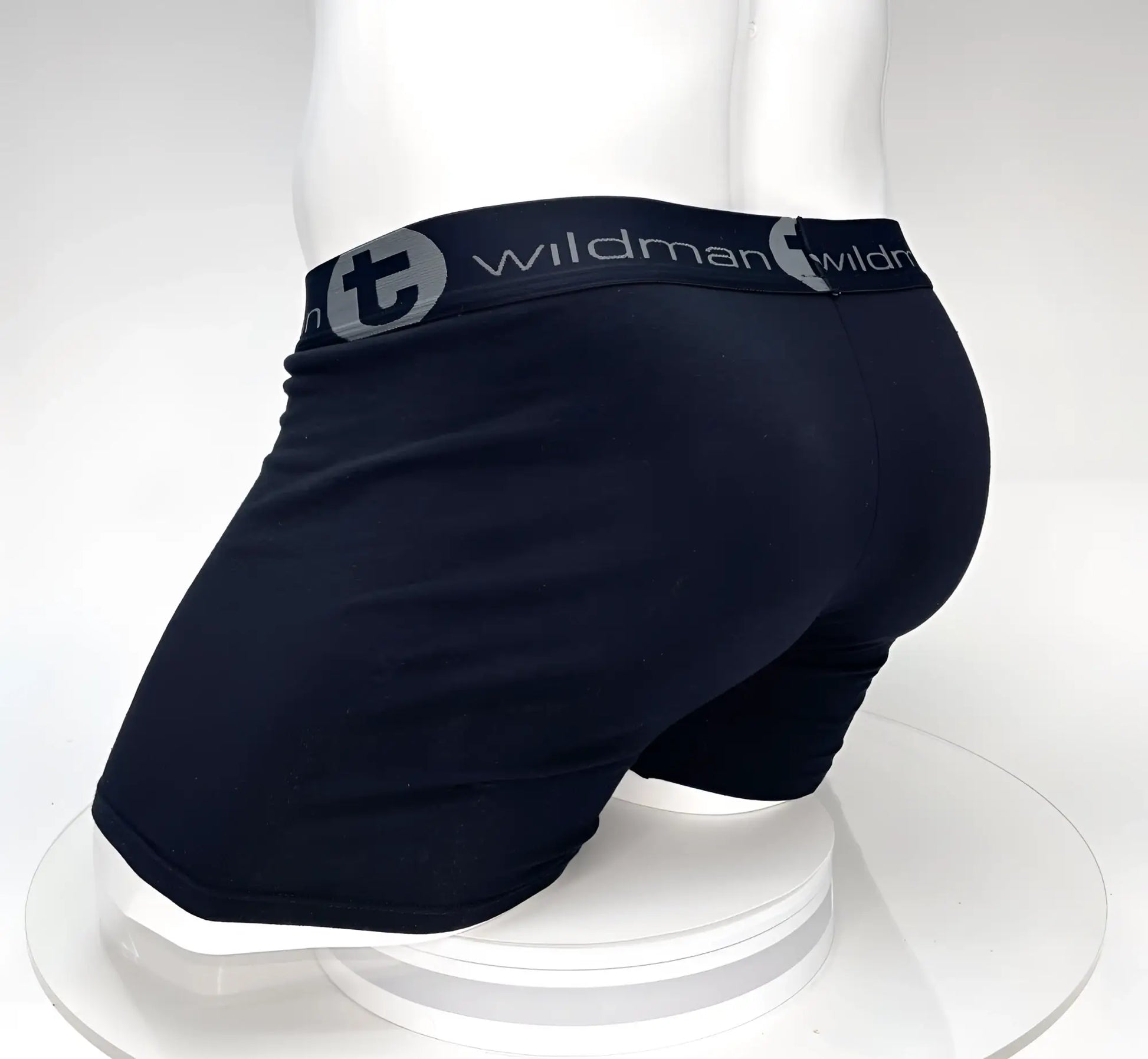 Big Boy Pouch 5 inch inseam boxer brief in black with gray logo band featuring a supportive pouch design