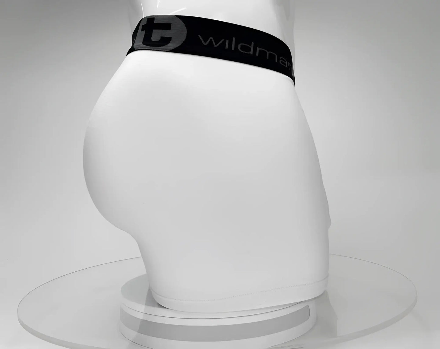White big boy pouch boxer briefs with a 5 inch inseam and black wildman elastic waistband